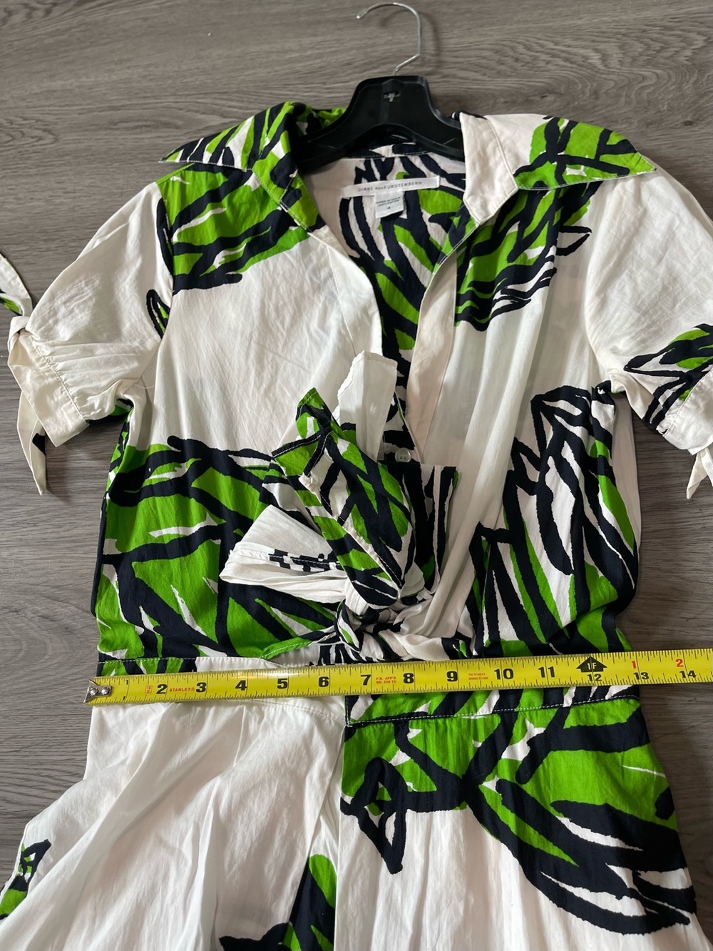 Y2K VTG 2006 Diane Von Furstenberg White Midi Dress with Green Floral Print - Picture 11 of 12
